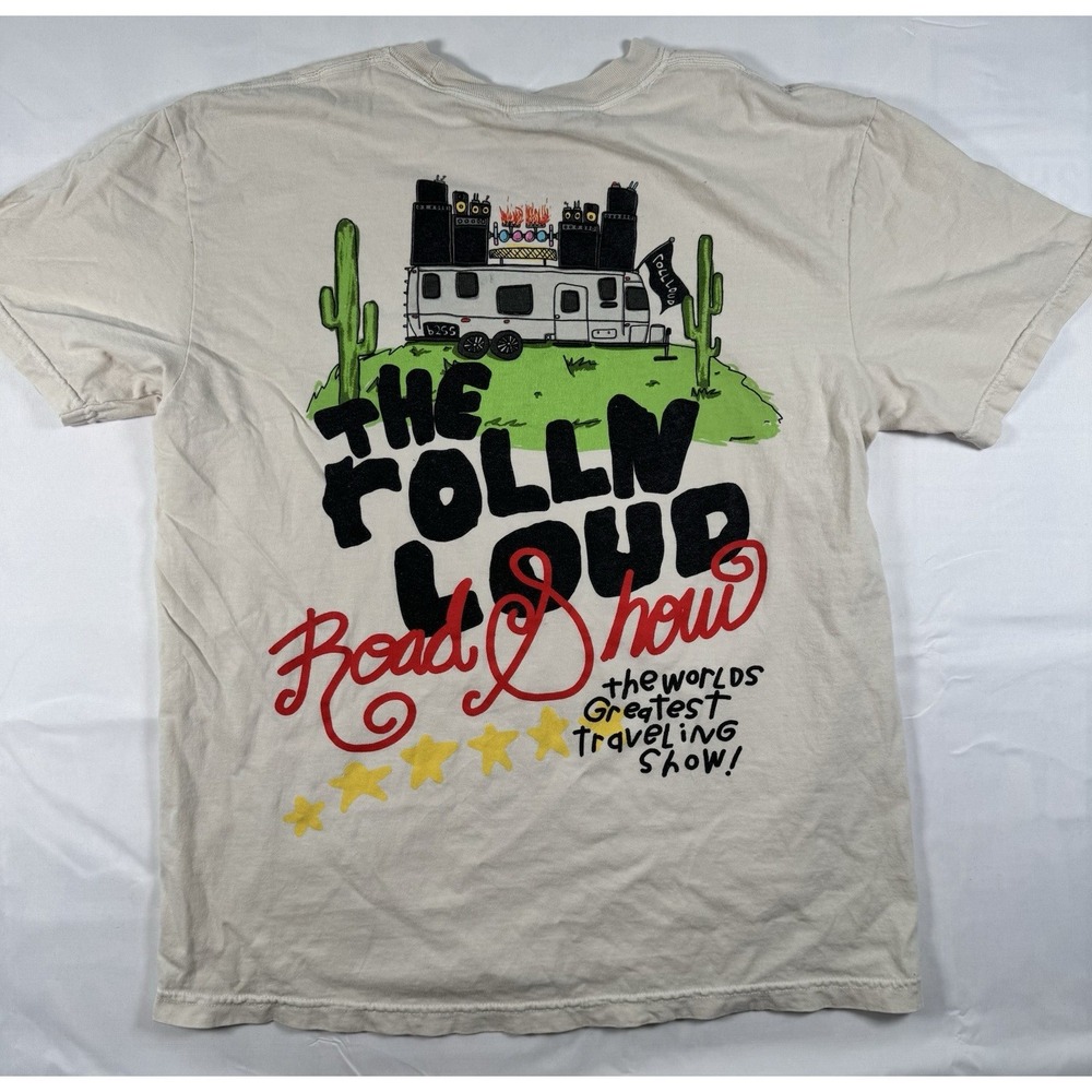 Rolling Loud RL X B2SS Road Show Cream Tee On The road Again Cotton Size L #1859